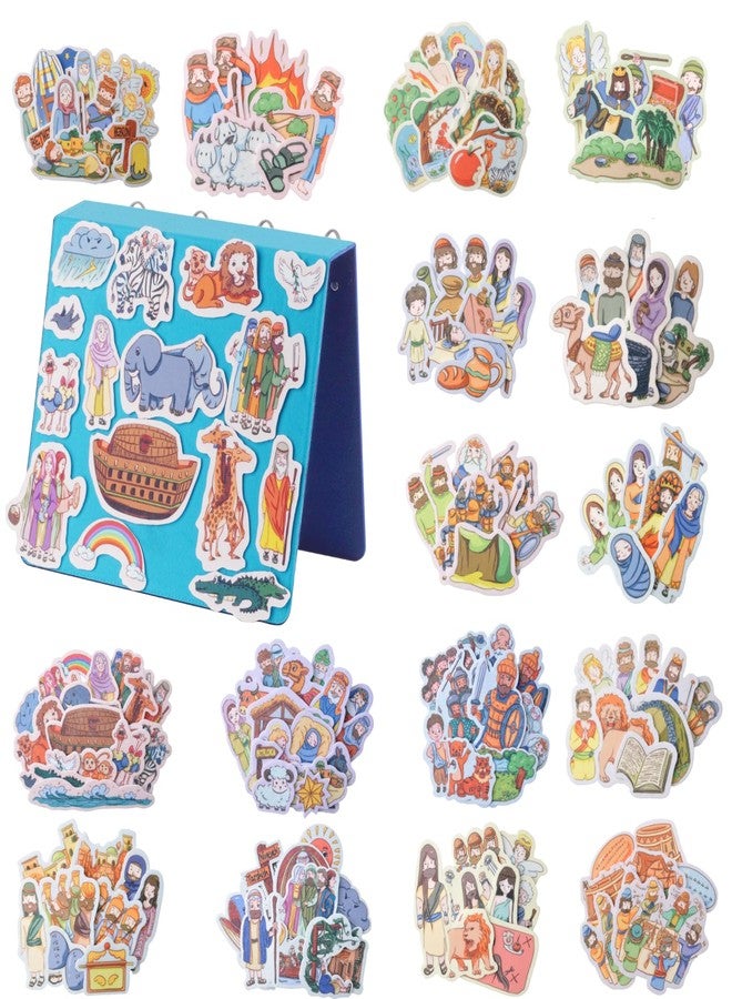 CHEFAN 16 Pack Felt Board Bible Stories Set, Flannel Board Stories with a Multi-functional Felt Pieces Storage Binder for Preschool Activities, Included Noah's Ark, Adam and Eve, The Nativity of Jesus - Image 1
